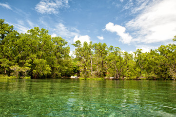 Fototapeta na wymiar Siladen lagoon turquoise tropical paradise island