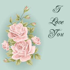 Vintage flower card with roses