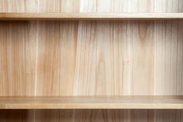 Empty wooden book shelf