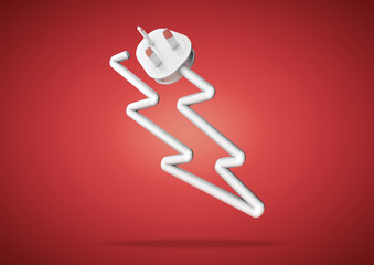 Computer cable and plug makes lightening bolt icon