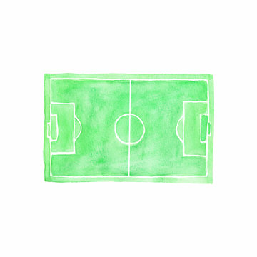 Football field. Watercolor object on the white background