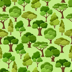 Natural seamless pattern with abstract stylized trees