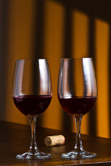 Wine glasses on the table