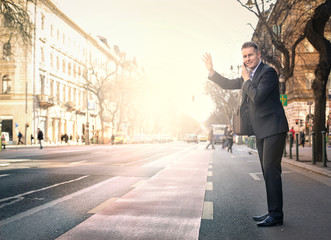 Hitchhiker in a big city