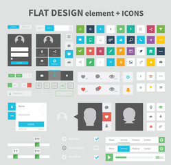 Flat design ui kit elements in nice color