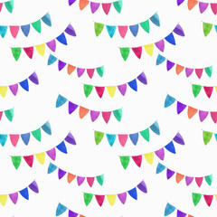 Obraz premium Watercolor seamless pattern with garlands on the white