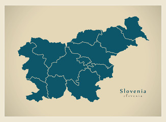 Modern Map - Slovenia with regions SI