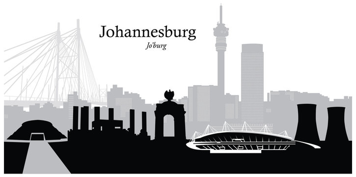 Vector illustration of skyline of Johannesburg South Africa