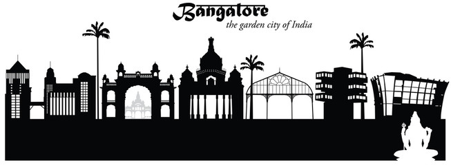 Vector illustration of skyline of Bangalore, India