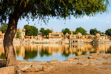 Lac Gadi Sagar (Gadisar), Jaisalmer, Rajasthan, Inde, Asie