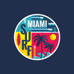 Fototapeta premium Surf - Miami - vector illustration in vintage style for t-shirt