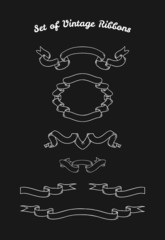 Set of hand drawn vintage ribbons for your design