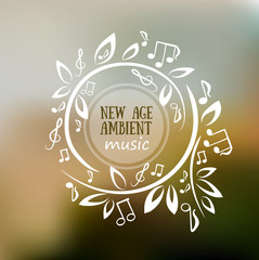 Frame with leaves and notes - music