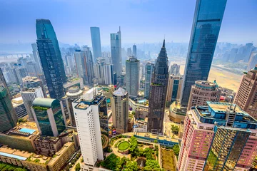 Foto op Plexiglas Chongqing, China skyscraper cityscape. © SeanPavonePhoto