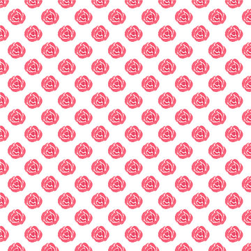 Watercolor seamless pattern with red roses on the white