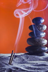 tower of stones and frankincense in the sand