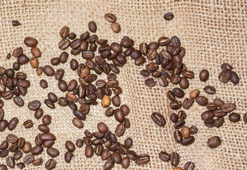 coffee beans, old wooden coffee