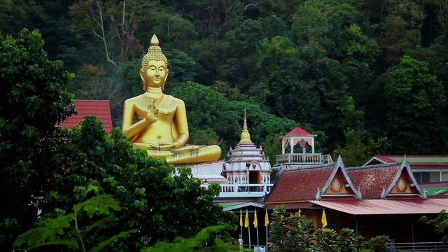 Religious Big Buddha Statue,  Wat Khao Rang, Phuket Thailand