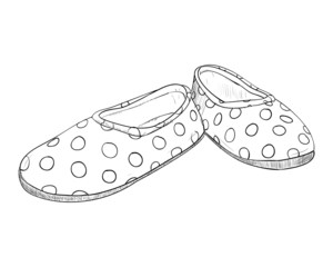 Hand drawn sketch with children's slippers