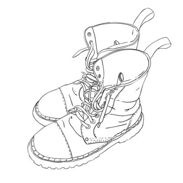 Hand drawn sketch with army boots