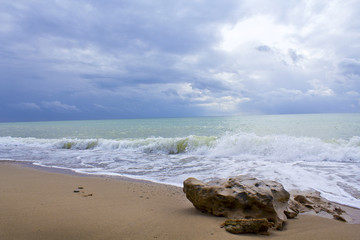 Wave and stone. Crimean Black sea coast