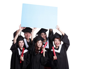 happy graduates student show billboard