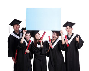 happy graduates student show billboard