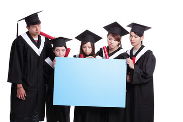 group of graduates student think
