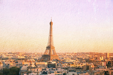 Obraz premium Vintage of Eiffel Tower, Paris, France (grunge wall texture)