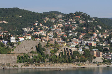 Fototapeta na wymiar Mediterranean coast. Albissola-Marina, Savona, Italy