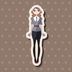 lady girl cartoon theme elements