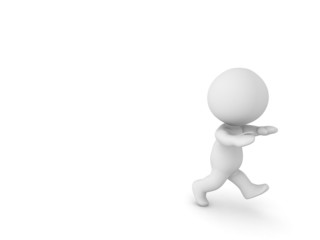 3D Character Running Away, isolated on white