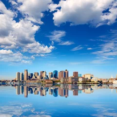 Crédence de cuisine en verre imprimé Amérique centrale Boston skyline with river sunlight Massachusetts
