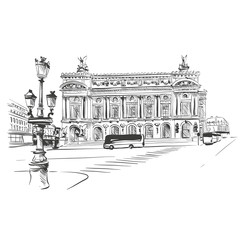 Obraz premium Opera Garnier, Paris, France. Vector illustration