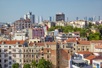 Fototapeta premium The view of residental houses in Galata region of Istanbul.