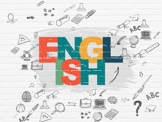Education concept: English on wall background