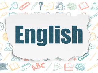 Education concept: English on Torn Paper background