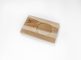 wooden tray on white background