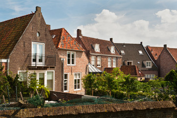Fototapeta na wymiar Medieval Dutch Houses in the Town of Heusden in the Netherlands