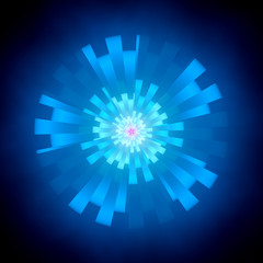 Blue abstract glowing shape in cyberspace