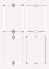 Set of four calligraphic frames in mono line style.