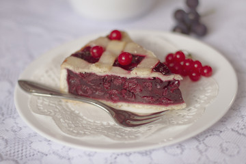 Cherry pie with viburnum berries