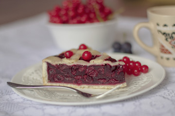 Cherry pie with viburnum berries