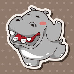 animal hippo cartoon theme elements