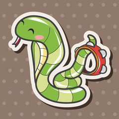 animal snake playing instrument cartoon theme elements