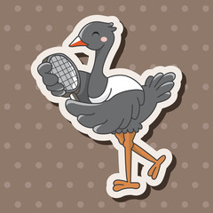 Animal ostrich doing sports cartoon theme elements