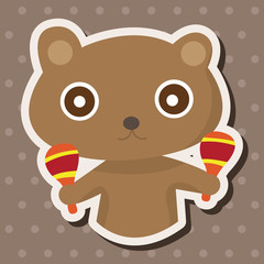 animal bear playing instrument cartoon theme elements