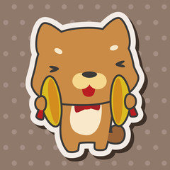 animal dog playing instrument cartoon theme elements