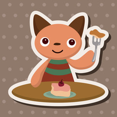 animal cat having afternoon tea theme elements