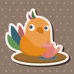 animal bird having afternoon tea theme elements